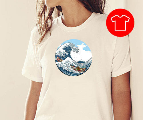 
                  
                    White t-shirt with water waves graphic
                  
                