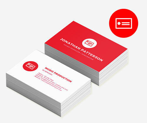 red and white business cards