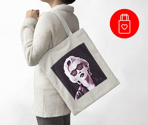 
                  
                    white canvas tote bag with graphic
                  
                