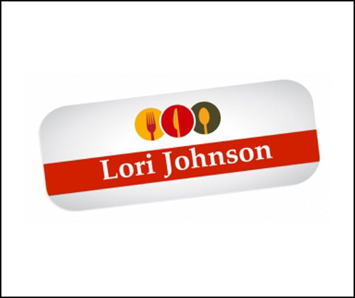 Glossy white Name Badge with Magnetic Back